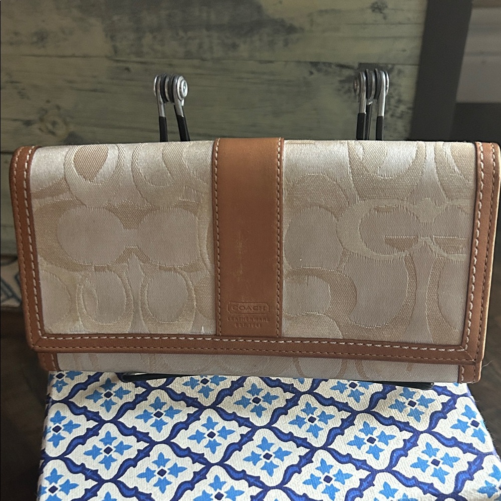 Coach Brown and Cream Women's Wallet